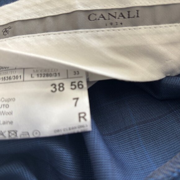 $2500 Canali Windowpane Blue Checked Suit - Size 46. Pants 38x31 - Picture 14 of 14
